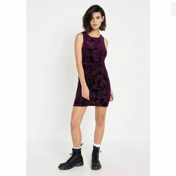 Free People Other - Free People Intimately Burnout Babe Purple Velvet Mini Dress